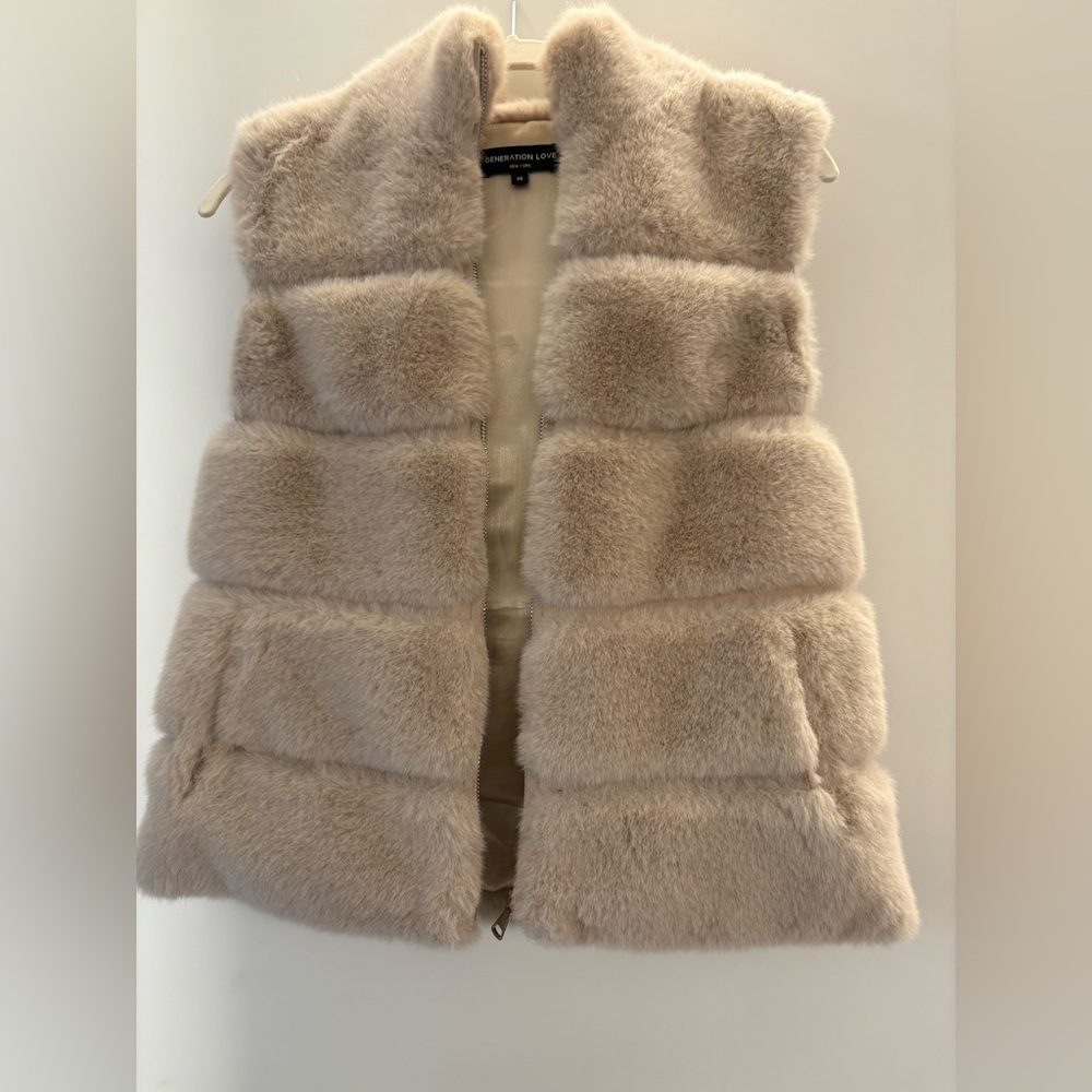 Generation Love Faux Fur Vest in Cream